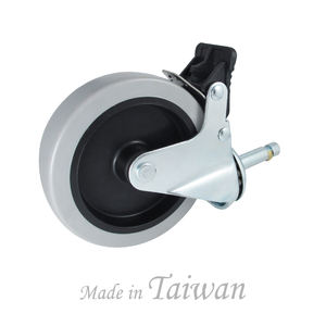 Roues de chariot à roulettes plates en PVC avec verrouillage de la tige CCE Caster 100 mm - Product Image 3