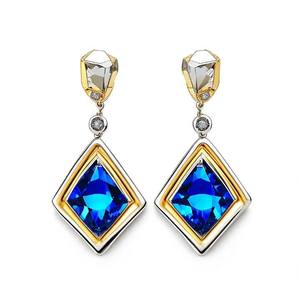 Bijoux de boucle d'oreille en calcédoine bleue naturelle faite à la main en argent sterling 925 antique vintage minimaliste pour femme - Product Image 6