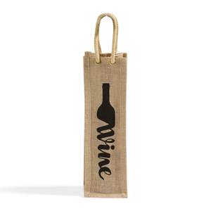 Bolsas de Yute para una Sola Botella de Vino con Logotipo Personalizado, Bolsas de Regalo de Arpillera con Asas de Cuerda - Product Image 1