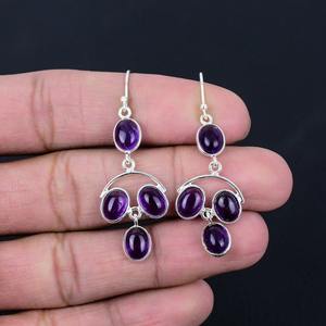 Boho Style classique boucles d'oreilles bijoux pour femmes bijoux en argent 925 argent Sterling améthyste pierres précieuses boucles d'oreilles faites à la main cadeau pour - Product Image 4