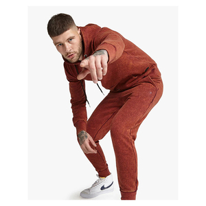 Chándal Vintage lavado con ácido personalizado para hombre, conjunto de pantalones de chándal con capucha de retazos desgastados, ropa de calle, logotipo de invierno, opciones de talla grande - Product Image 1