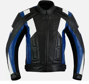 Blousons de moto en cuir véritable et vêtements de course automobile en cuir de vache avec panneaux samtex à quatre voies - Product Image 1