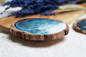 Sous-verres en résine artistique haute brillance, sous-verres faits à la main de qualité supérieure avec paillettes et tourbillon de couleur, sous-verres en pierre - Product Image 5