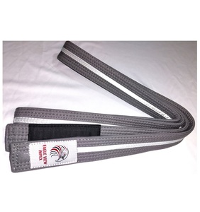 Ceinture de BJJ/Karaté/Taekwondo A1 EVI 270 cm 100% coton, gris avec bande blanche, unisexe, adulte, entraînement d'arts martiaux, personnalisable OEM - Product Image 2