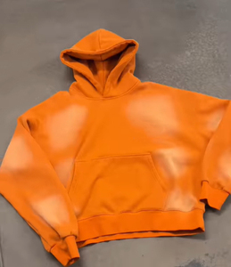 Vente en gros Sweat-shirt surdimensionné orange personnalisé pour hommes Sweat à capuche vintage délavé à l'acide à capuche vierge avec fermeture à glissière - Product Image 3