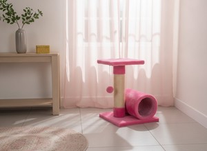 เสาข่วนแมวคุณภาพสูงแบบคลาสสิก ทำจากปอกระเจา รุ่น Berry Bliss Tunnel สำหรับแมวและลูกแมว เป็นมิตรกับสิ่งแวดล้อม ทนทาน เหมาะสำหรับแมวทุกสายพันธุ์และทุกขนาด - Product Image 4