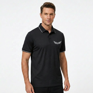 Chemise décontractée à manches courtes pour homme, bleu uni, tricotée, respirante, avec logo personnalisé, style boutonné, vente en gros - Product Image 5
