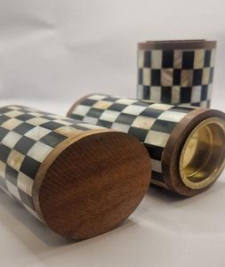 Brûleur d'encens en bois et métal moderne avec incrustation florale en os de luxe fait à la main, support de bougie en résine, porte-encens Bakhoor par F S interATIONAL - Product Image 4