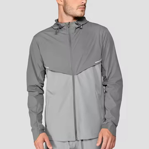 Conjunto Deportivo de 2 Piezas, Chaqueta Cortavientos de Nailon con Ribete, Estilo Vintage para Hombre, Cierre de Cremallera, Ligero, Holgado, Liso, para Correr - Product Image 2