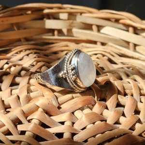 Oval <b>Moonstone</b> Silver <b>Ring</b> Best Gift for Christmas - Product Image 5