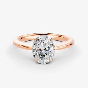 Anillo Solitario Ovalado Clásico Facetado de 0.71 Quilates EF-VVS2 con Corte Excelente en Oro Sólido de 14K para Regalo de Aniversario de Bodas - Product Image 1