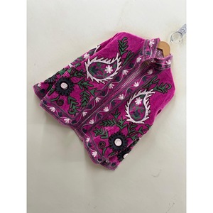 Autumn the Pomegranate Garden Hand-Embroidered Velvet <b>Jacket</b> Fuchsia Magenta Suzani Style - Product Image 3