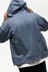 custom Men's zip up hoodies Streetwear <b>drop</b> shoulder heavy weight Cotton Pullover <b>acid</b> washde sweatshirts hoodie for men - Product Image 5