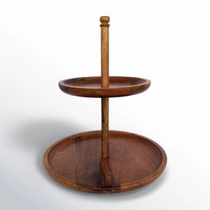 Royal Look Wooden Serving Tray 2 Tier Round Shape for Restaurant Cafe Hotels Serving Dishes Food Fruit Coffee Serving Tray - Product Image 3