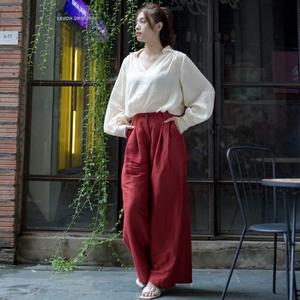 100% naturel Ramie manches Blouse élégant motif à carreaux formel tissé lin coupe ample Style - Product Image 2