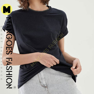 Camiseta de Jersey de algodón elástico con preciosas capas de imitación Camiseta personalizada Druck Logo Design Logo Camiseta de mujer - Product Image 2