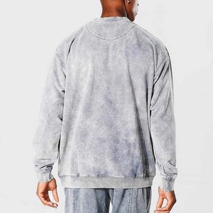 Hommes Acid Wash 100% Coton Fabricant En Gros Surdimensionné Hip Hop Crewneck Vintage Acid Wash Hommes Hoodies Sweatshirts Basics - Product Image 2