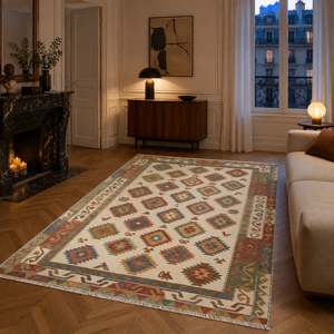 Alfombra Lavable Tribal RWK3053 Ephesus Bone de Rug Weavers, Venta al por Mayor, Chenilla Lavable, 10 Tamaños - Product Image 4