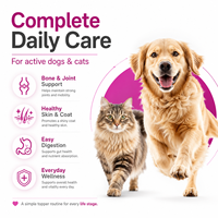 Poudre de Collagène pour Chiens et Chats avec Glucosamine, MSM et Chondroïtine pour la Mobilité et la Santé de la Peau – Formule Naturelle