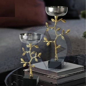Cuenco romántico dorado de acero inoxidable para servir, vajilla ecológica de estilo americano pulido SHREE RADHEY, Juego de 2 para fiestas - Product Image 1