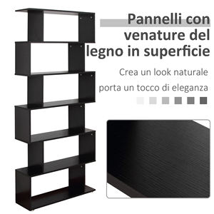 HOMCOM Librería de madera de diseño 80x24x191cm Negro - Product Image 5