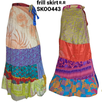 Vestido Vintage de Rayón con Volantes Estilo Saree, Cintura Imperio, Bohemio, Transpirable, Ecológico, para Mujer, Playa, Estilo Gitano