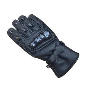 ถุงมือมอเตอร์ไซค์หนังสีดำพร้อมแผ่นรองนิ้วแบบมีเกราะ ป้องกันฝ่ามือ สายรัดข้อมือปรับได้ ถุงมือแบบ Gauntlet Cuff - Product Image 5