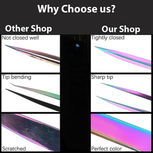 Pince à épiler de greffe de faux cils en acier inoxydable de précision Type de pointe pointue Meilleure pince à cils pour extensions classiques - Product Image 2