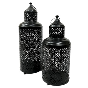 Hot Selling Black Metal Round Shape Moroccan Style <b>Candle</b> <b>Holder</b> <b>Lanterns</b> for Home & Outdoor Decorations - Product Image 2