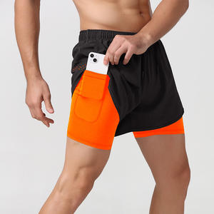 Courir respirant hommes 2 en 1 couches sport piste entraînement cordon Gym Shorts avec pochesDDP expédition - Product Image 2
