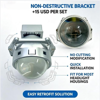 Projecteur de phare antibrouillard bi-LED 3,0 pouces à double lentille, ampoule de phare LED 55W 65W pour rénovation automobile avec support non destructif