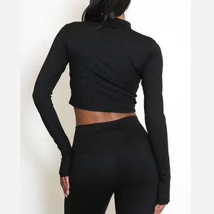 Sports Gym Fitness Yoga Wear 2 pièces ensemble haut à manches longues taille haute Leggings sans couture équipement d'entraînement pour grande taille manches courtes - Product Image 6