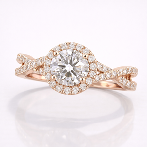 แหวนทอง 14K ประดับเพชรโมอิสซาไนต์ทรงกลม ดีไซน์เกลียวแบบแหวนหมั้น - Product Image 5
