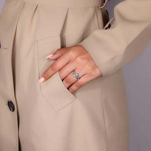 Hợp Thời Trang Phụ Nữ Hình Bầu Dục Phòng Thí Nghiệm Grown Kim Cương Vòng Nho Với Marquise Và Vòng Side Đá Vàng Tốt Solitaire Cho Hôn Nhân Đảng Quà Tặng - Product Image 3