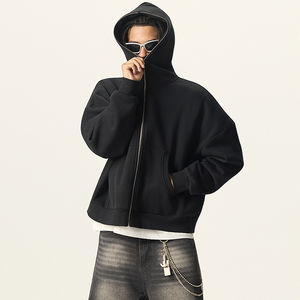 Sudadera con capucha única personalizada de buena calidad al por mayor sudadera con cremallera completa con forro polar de felpa de gran tamaño estilo punk en blanco - Product Image 6