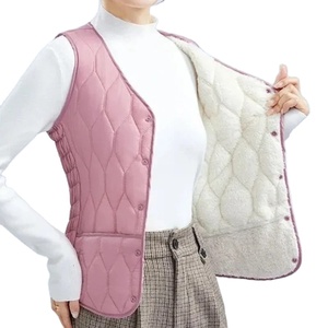 Chaqueta de algodón 2024 para mujer, chaleco sin mangas, parte superior gruesa de plumón de cordero corto, chaqueta informal sólida, ropa de Otoño Invierno - Product Image 1