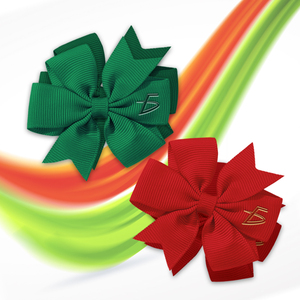 Lot de nœuds à cheveux à clipser couleur unie 5 cm – Adorables décorations capillaires pour filles (rouge, vert, blanc, rose) en alliage et ruban - Product Image 1