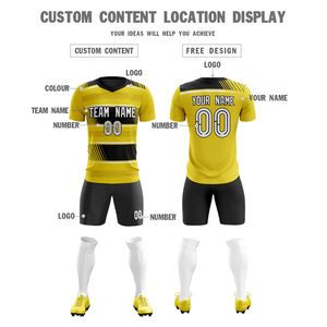 100 haute qualité en gros personnalisé séchage rapide pas cher maillot de football jaune et noir ensemble complet uniforme de football vêtements de football pour hommes - Product Image 3