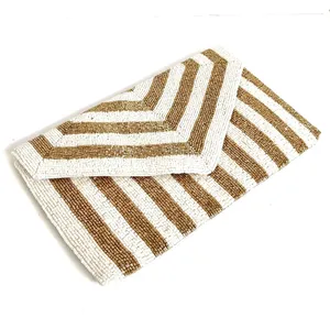 Elegant Beaded Evening Clutch Purse with Secure Magnetic Closure Hand Embroidered Beaded Clutch for <b>Cocktail</b> Parties and Events - Product Image 3