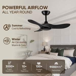 USA In Stock 36 Inch Black Solid Wood <b>Ceiling</b> <b>Fan</b> without Light Quiet Reversible DC Motor <b>Remote</b> <b>Control</b> for Bedroom Living Room - Product Image 3