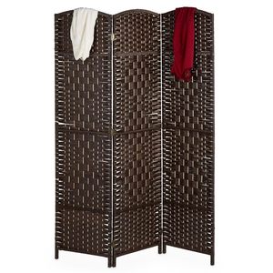 Divisor de habitación plegable de 3 paneles de cuerda trenzada marrón de 132x180cm para dormitorio, sala de estar, oficina, divisor de pantalla y habitación - Product Image 1