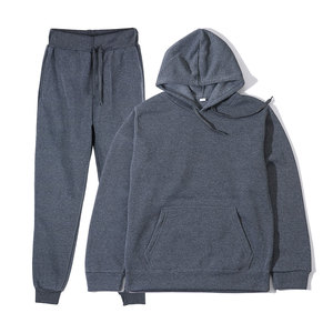 Survêtement de jogging décontracté de couleur unie pour hommes avec pull à capuche en polaire et pantalon de survêtement Sportswear Streetwear pour la salle de sport ou le salon - Product Image 1