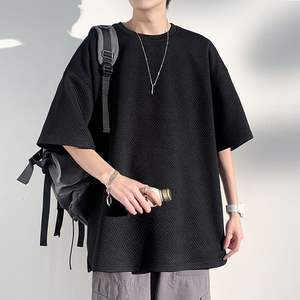 Camiseta informal de verano de media manga para hombre, estilo suelto, textura de gofre, estampado completo, diseño Formal, tejido transpirable, poliéster/algodón - Product Image 3