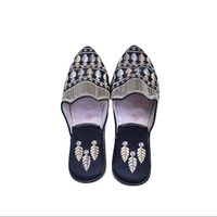 Tongs ouvertes en cuir tanné Moroccansoul pour femmes, dessus en tissu, semelle extérieure en caoutchouc, confortables pour usage intérieur, mariages, printemps, été, automne