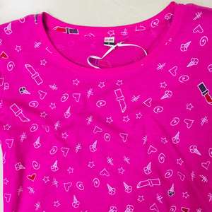 Vente en gros T-shirts décontractés grande taille pour femmes 160 GSM T-shirt à manches longues en coton léger AOP imprimé à col rond pour femmes à paillettes - Product Image 2