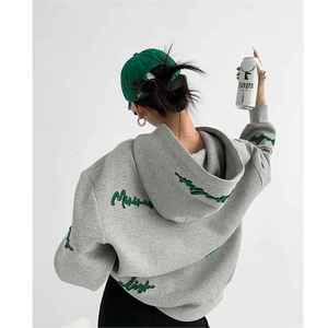 เสื้อฮู้ดสวมหัวโอเวอร์ไซส์สำหรับผู้หญิงผ้าฟลีซนุ่มใส่สบายใส่สบายเสื้อผ้าแนวสตรีทสวมใส่สบายแขนยาวสีทึบฤดูหนาวเป็นมิตรต่อสิ่งแวดล้อม - Product Image 2