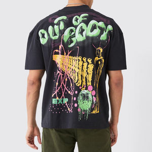 T-shirt en coton vierge de grande taille uni vintage surdimensionné T-shirts pour hommes personnalisés épais de 220 g/m² épaules tombantes surdimensionnées - Product Image 2