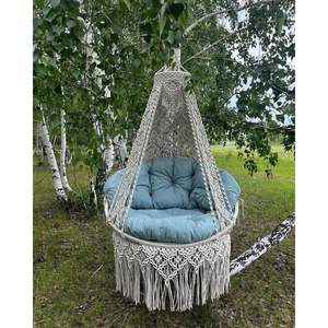 Silla Colgante de Macramé Hecha a Mano, el Mejor Regalo de Muebles para Exteriores, para Patio, Balcón, Hamaca para Uso en Exteriores - Product Image 1