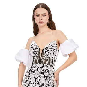 Robe courte sans manches pour femme, longueur genou, brodée, avec perles, taille naturelle, respirante, pour sorties nocturnes et soirées - Product Image 1