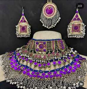 Afgano hecho a mano Vintage joyería gargantilla pendientes conjuntos hermoso collar para mujer boda compromiso fiesta alta calidad oxidado - Product Image 2